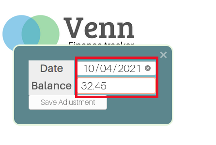 enter the date and balance