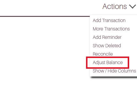 find the Adjust Balance option in the actions menu