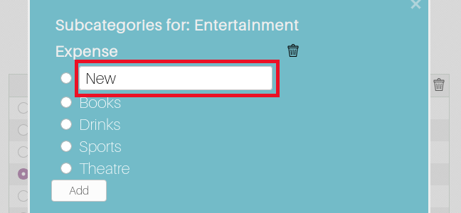 enter the new Subcategory name