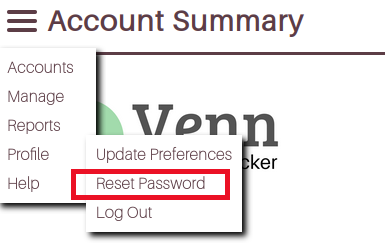 reset password
